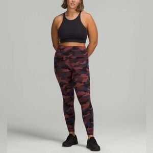 Lululemon Wunder Train High-Rise Tight 28” Leggings Camo Smoky Red Night SeaSz16